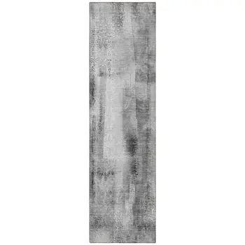 8' Runner Gray Washable Non Skid Indoor Outdoor Runner Rug