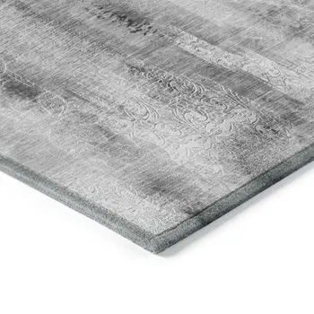 8' Round Gray Round Washable Non Skid Indoor Outdoor Area Rug