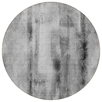 8' Round Gray Round Washable Non Skid Indoor Outdoor Area Rug