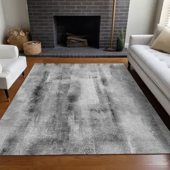 8' X 10' Gray Washable Non Skid Indoor Outdoor Area Rug