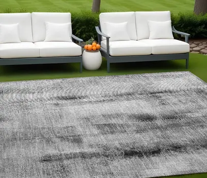 10' X 14' Gray Washable Non Skid Indoor Outdoor Area Rug