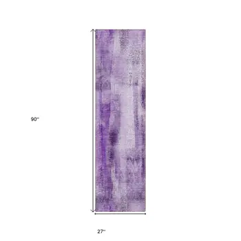 8' Runner Purple Washable Non Skid Indoor Outdoor Runner Rug