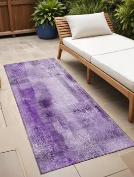 8' Runner Purple Washable Non Skid Indoor Outdoor Runner Rug