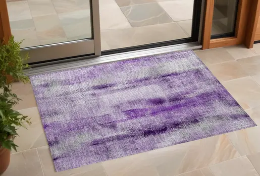3' X 5' Purple Washable Non Skid Indoor Outdoor Area Rug
