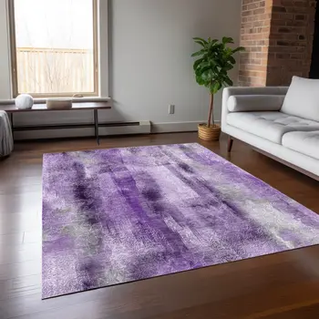 3' X 5' Purple Washable Non Skid Indoor Outdoor Area Rug