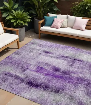 10' X 14' Purple Washable Non Skid Indoor Outdoor Area Rug