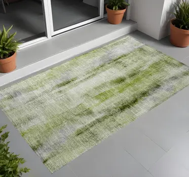 2' X 3' Sage Washable Non Skid Indoor Outdoor Area Rug
