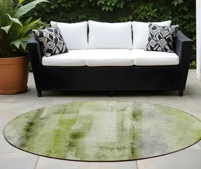 8' Round Sage Round Washable Non Skid Indoor Outdoor Area Rug