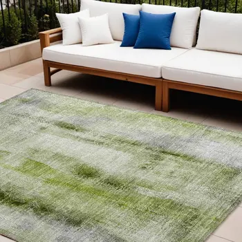 10' X 14' Sage Washable Non Skid Indoor Outdoor Area Rug