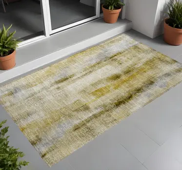 2' X 3' Taupe Washable Non Skid Indoor Outdoor Area Rug