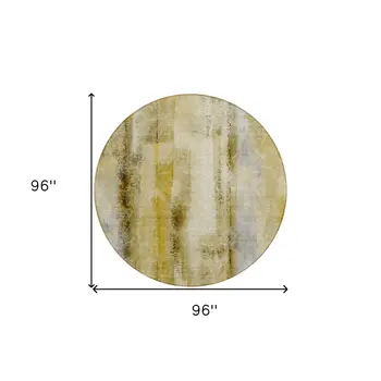 8' Round Taupe Round Washable Non Skid Indoor Outdoor Area Rug