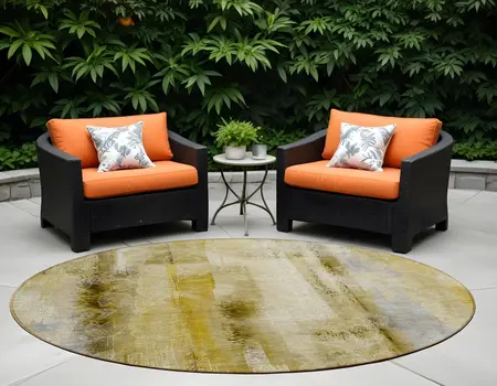 8' Round Taupe Round Washable Non Skid Indoor Outdoor Area Rug