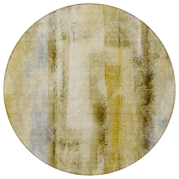 8' Round Taupe Round Washable Non Skid Indoor Outdoor Area Rug