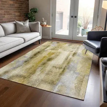 8' X 10' Taupe Washable Non Skid Indoor Outdoor Area Rug