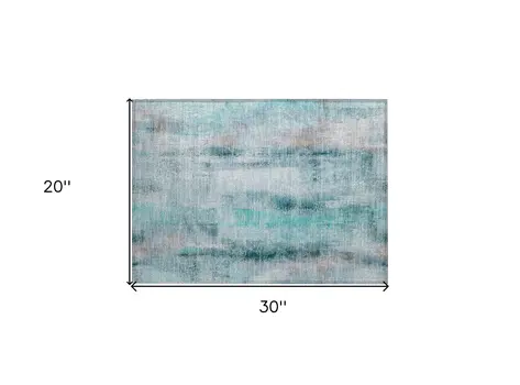 2' X 3' Teal Washable Non Skid Indoor Outdoor Area Rug