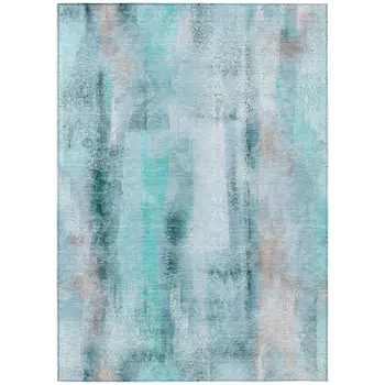 10' X 14' Teal Washable Non Skid Indoor Outdoor Area Rug