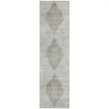 8' Runner Gray Geometric Washable Non Skid Indoor Outdoor Runner Rug