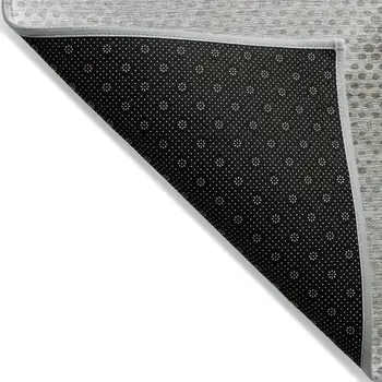 8' Runner Gray Geometric Washable Non Skid Indoor Outdoor Runner Rug