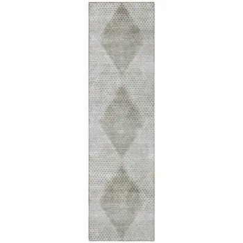8' Runner Gray Geometric Washable Non Skid Indoor Outdoor Runner Rug