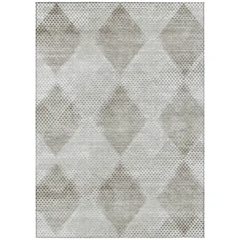 5' X 8' Gray Geometric Washable Non Skid Indoor Outdoor Area Rug