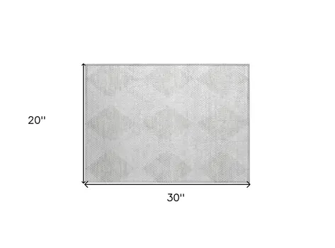 2' X 3' Ivory Geometric Washable Non Skid Indoor Outdoor Area Rug