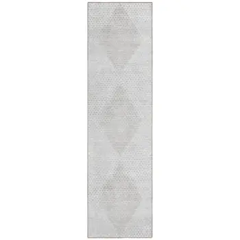 8' Runner Ivory Geometric Washable Non Skid Indoor Outdoor Runner Rug