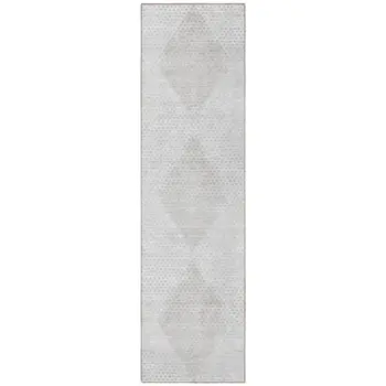 8' Runner Ivory Geometric Washable Non Skid Indoor Outdoor Runner Rug