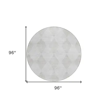 8' Round Ivory Round Geometric Washable Non Skid Indoor Outdoor Area Rug