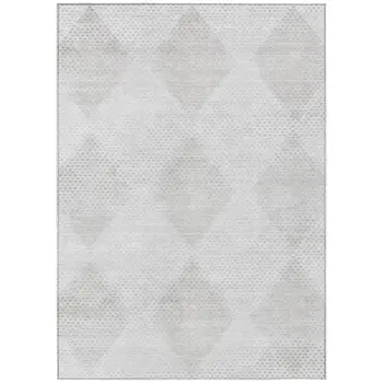 8' X 10' Ivory Geometric Washable Non Skid Indoor Outdoor Area Rug
