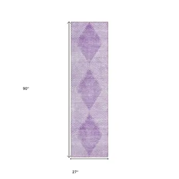 8' Runner Lavender Geometric Washable Non Skid Indoor Outdoor Runner Rug