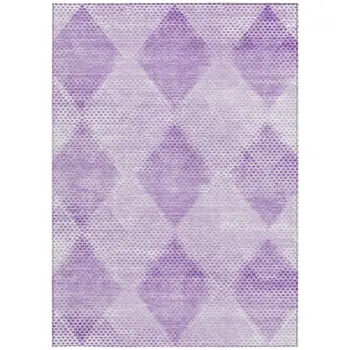 8' X 10' Lavender Geometric Washable Non Skid Indoor Outdoor Area Rug