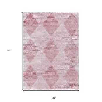 3' X 5' Merlot Geometric Washable Non Skid Indoor Outdoor Area Rug