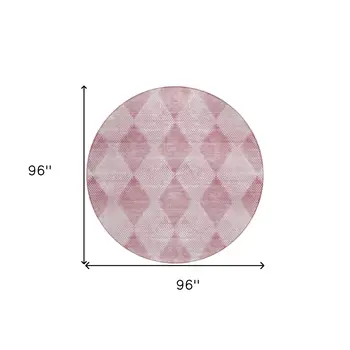 8' Round Merlot Round Geometric Washable Non Skid Indoor Outdoor Area Rug