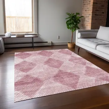 8' X 10' Merlot Geometric Washable Non Skid Indoor Outdoor Area Rug