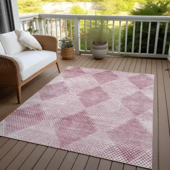 9' X 12' Merlot Geometric Washable Non Skid Indoor Outdoor Area Rug