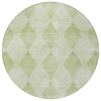 8' Round Mint Green Round Geometric Washable Non Skid Indoor Outdoor Area Rug