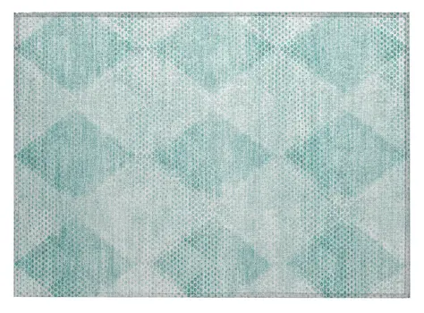 2' X 3' Teal Geometric Washable Non Skid Indoor Outdoor Area Rug