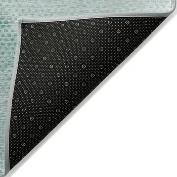 2' X 3' Teal Geometric Washable Non Skid Indoor Outdoor Area Rug