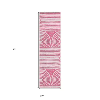 8' Runner Blush Abstract Washable Non Skid Indoor Outdoor Runner Rug