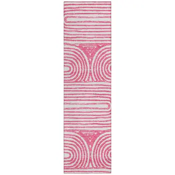 8' Runner Blush Abstract Washable Non Skid Indoor Outdoor Runner Rug