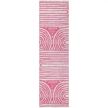 8' Runner Blush Abstract Washable Non Skid Indoor Outdoor Runner Rug