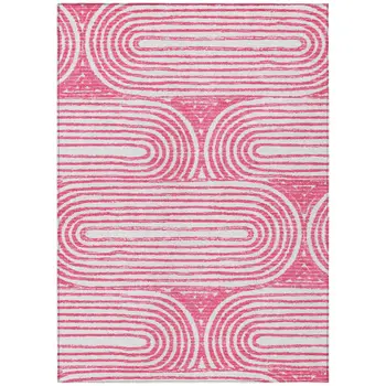 3' X 5' Blush Abstract Washable Non Skid Indoor Outdoor Area Rug