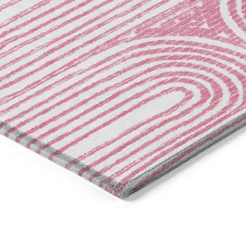 9' X 12' Blush Abstract Washable Non Skid Indoor Outdoor Area Rug