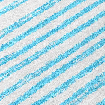 2' X 8' Teal and White Abstract Washable Non Skid Indoor Outdoor Area Rug