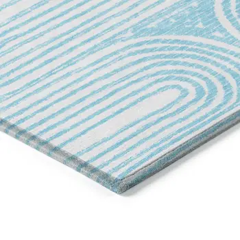 3' X 5' Teal Abstract Washable Non Skid Indoor Outdoor Area Rug