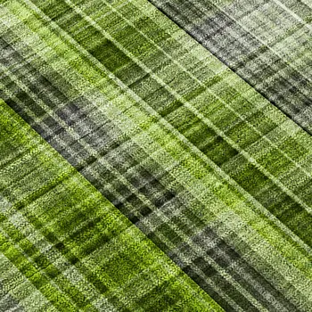 5' X 8' Green Plaid Washable Non Skid Indoor Outdoor Area Rug