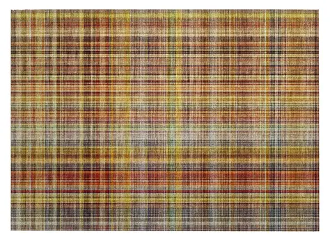 2' X 3' Orange Plaid Washable Non Skid Indoor Outdoor Area Rug