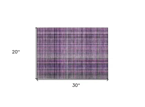 2' X 3' Purple Plaid Washable Non Skid Indoor Outdoor Area Rug