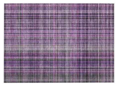 2' X 3' Purple Plaid Washable Non Skid Indoor Outdoor Area Rug