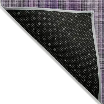 10' X 14' Purple and Gray Plaid Washable Non Skid Indoor Outdoor Area Rug